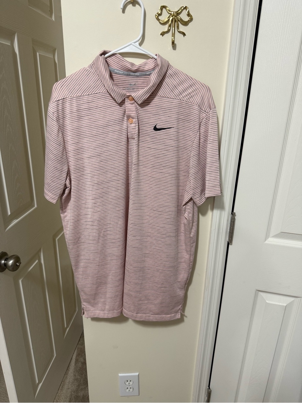 Nike Tiger Woods Men’s Pink Striped Performance Polo